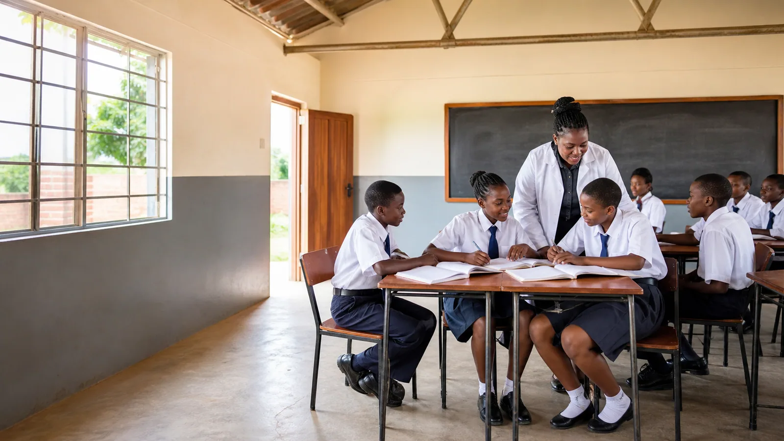 Learners participating in a classroom lesson at school